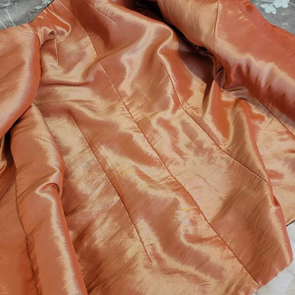 Asian Bronze Satin Women's Oriental Lined Jacket Imperial Inspired Size Medium - Picture 12 of 15